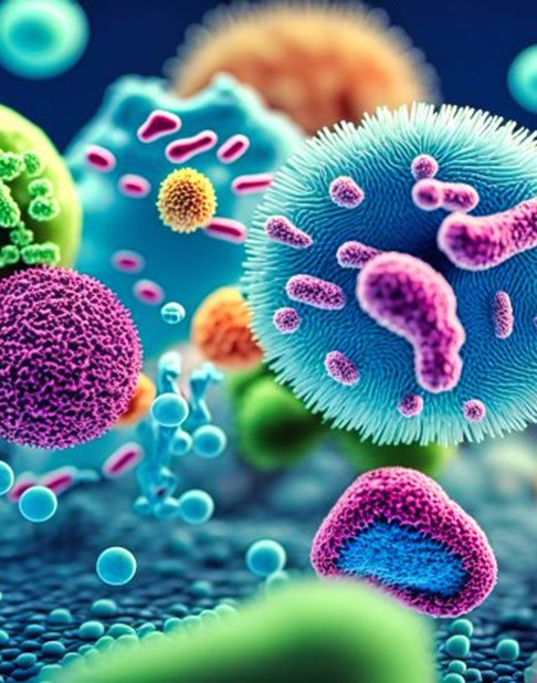 Illustration of colorful microorganisms